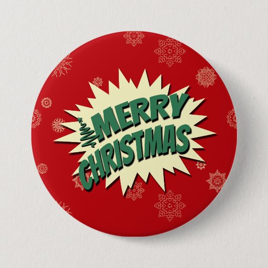 Vrolijk kerstfeest ronde button 7,6 cm (Voorkant)