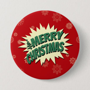 Vrolijk kerstfeest ronde button 7,6 cm