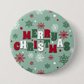 Vrolijk kerstfeest ronde button 7,6 cm (Voorkant)