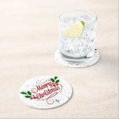 Vrolijk kerstfeest ronde kartonnen onderzetter (Insitu)