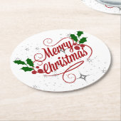 Vrolijk kerstfeest ronde kartonnen onderzetter (Gebogen)