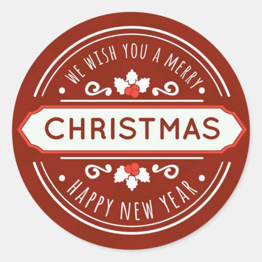 Vrolijk kerstfeest ronde sticker (Voorkant)