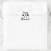 Vrolijk kerstfeest ronde sticker (Tas)