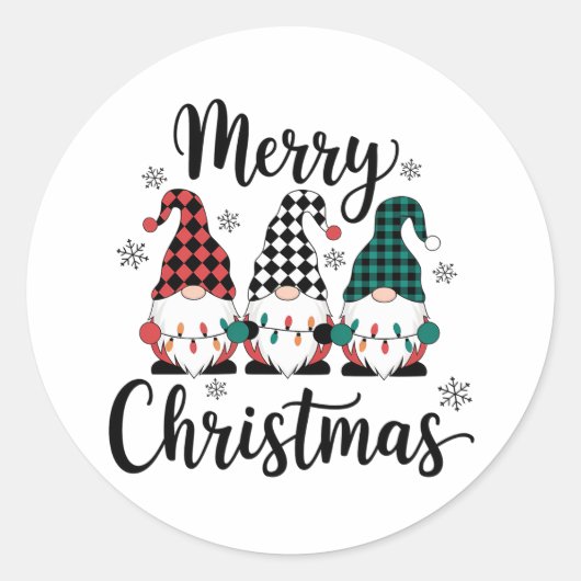 Vrolijk kerstfeest ronde sticker (Voorkant)