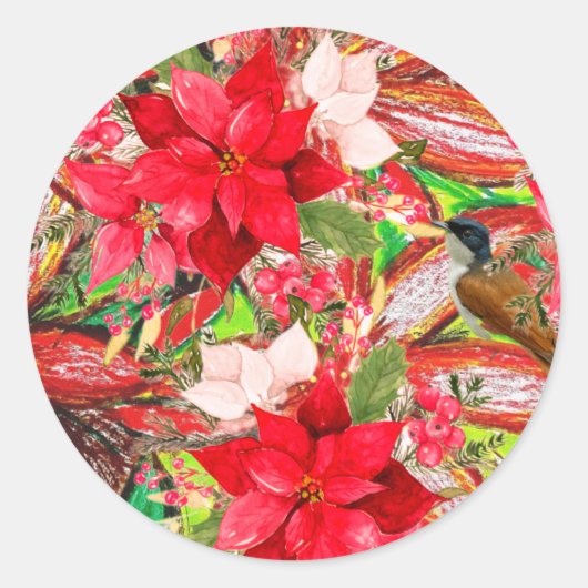 Vrolijk kerstfeest! ronde sticker (Voorkant)