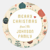 Vrolijk kerstfeest! ronde sticker (Voorkant)