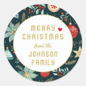 Vrolijk kerstfeest! ronde sticker (Voorkant)