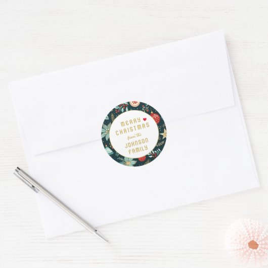Vrolijk kerstfeest! ronde sticker (Envelop)
