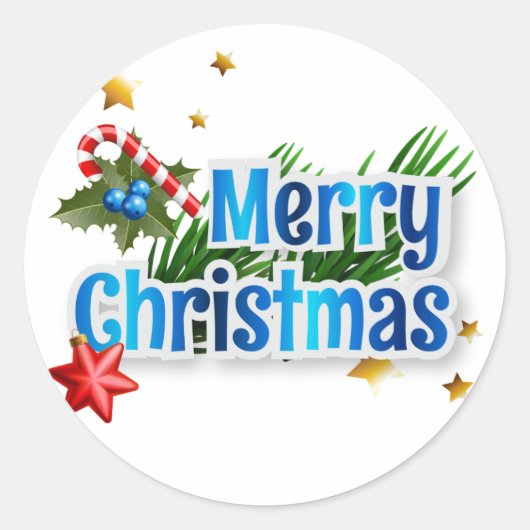 Vrolijk kerstfeest ronde sticker (Voorkant)