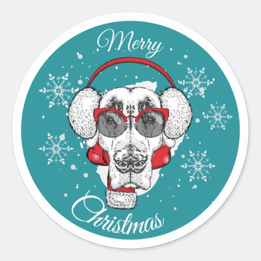 Vrolijk kerstfeest ronde sticker (Voorkant)