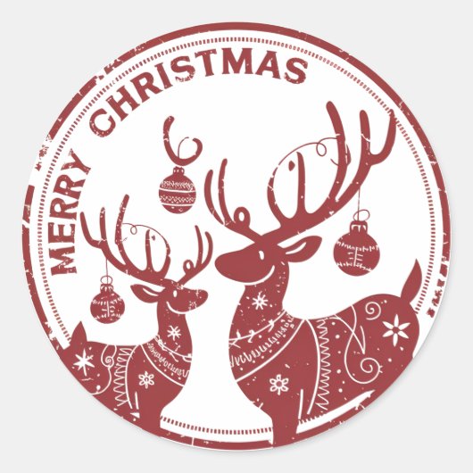 Vrolijk kerstfeest ronde sticker (Voorkant)