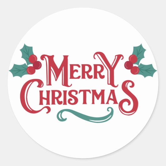Vrolijk kerstfeest ronde sticker (Voorkant)