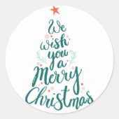 Vrolijk kerstfeest ronde sticker (Voorkant)