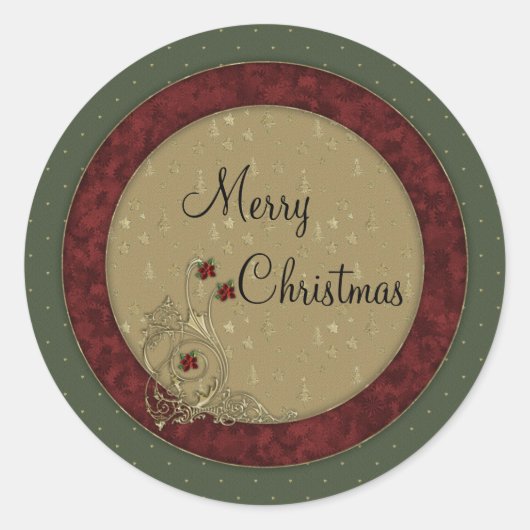 Vrolijk kerstfeest ronde sticker (Voorkant)