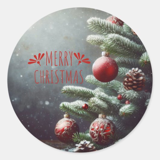 Vrolijk kerstfeest ronde sticker (Voorkant)