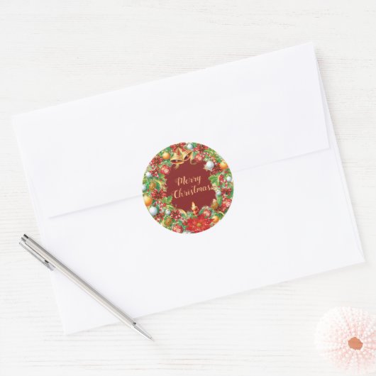 Vrolijk kerstfeest ronde sticker (Envelop)