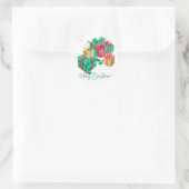 Vrolijk kerstfeest ronde sticker (Tas)