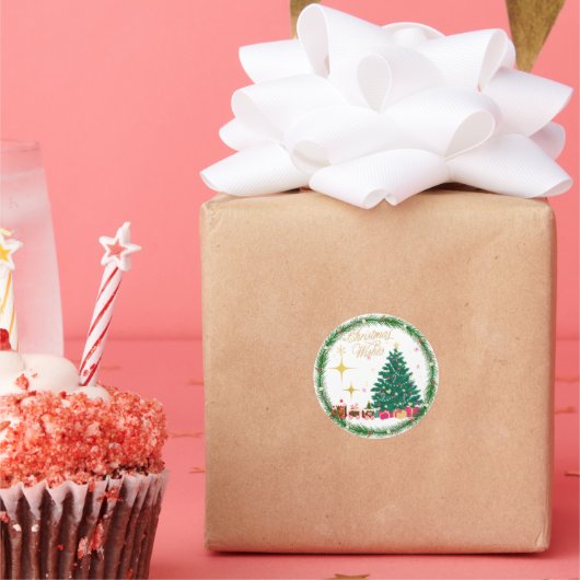 Vrolijk kerstfeest ronde sticker (Feest)