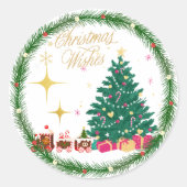 Vrolijk kerstfeest ronde sticker (Voorkant)