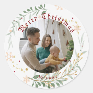 Vrolijk kerstfeest ronde sticker
