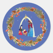 Vrolijk kerstfeest! ronde sticker (Voorkant)