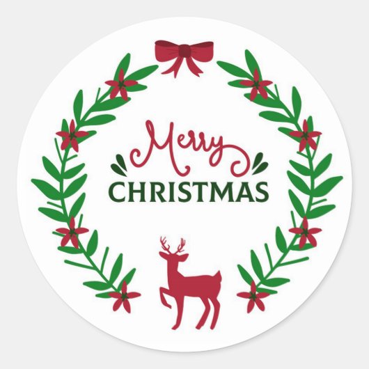 Vrolijk kerstfeest ronde sticker (Voorkant)