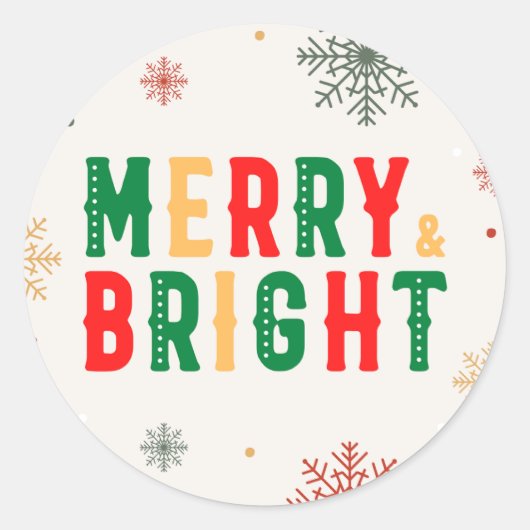 Vrolijk kerstfeest ronde sticker (Voorkant)