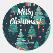 Vrolijk kerstfeest ronde sticker (Voorkant)