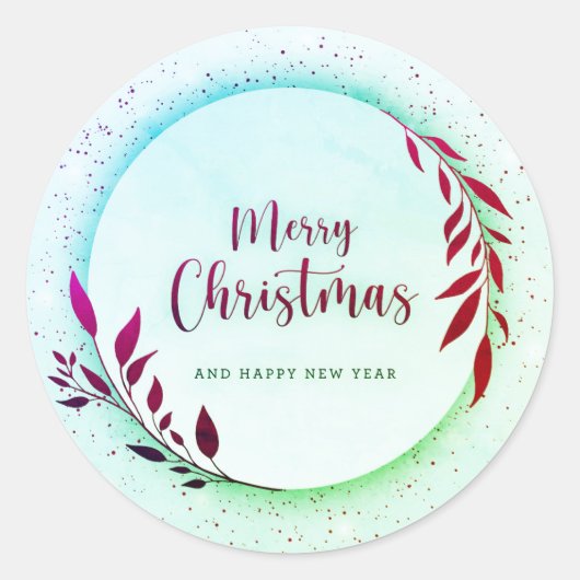 Vrolijk kerstfeest ronde sticker (Voorkant)