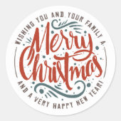 Vrolijk kerstfeest ronde sticker (Voorkant)