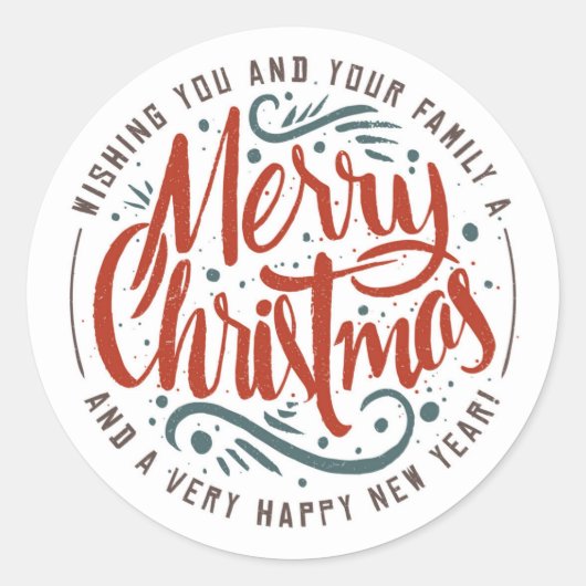 Vrolijk kerstfeest ronde sticker (Voorkant)