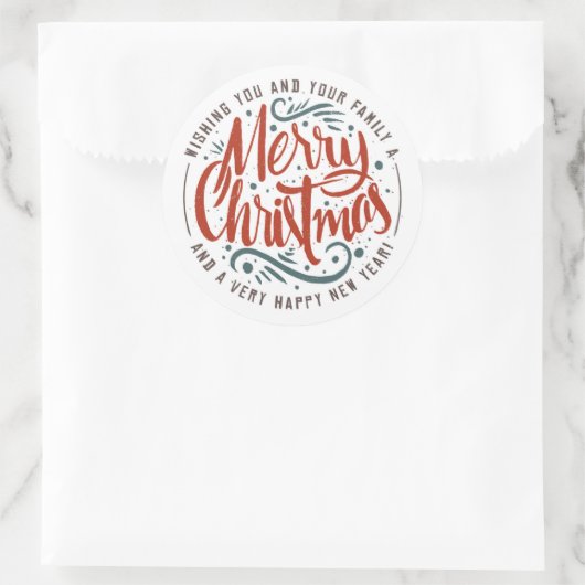 Vrolijk kerstfeest ronde sticker (Tas)