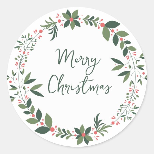 Vrolijk kerstfeest ronde sticker (Voorkant)
