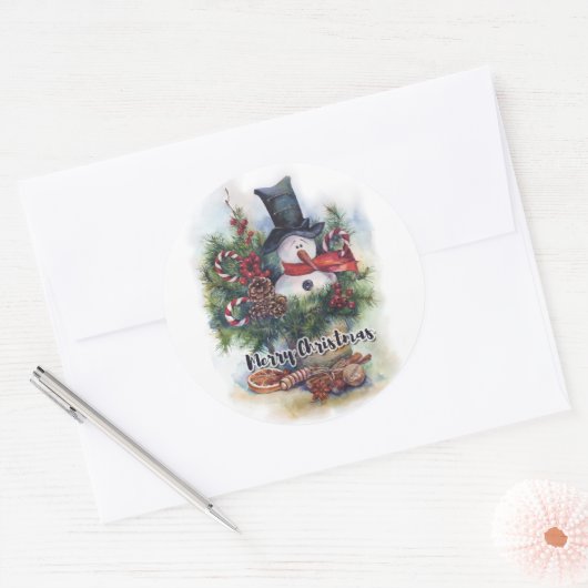 Vrolijk kerstfeest ronde sticker (Envelop)