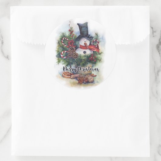 Vrolijk kerstfeest ronde sticker (Tas)