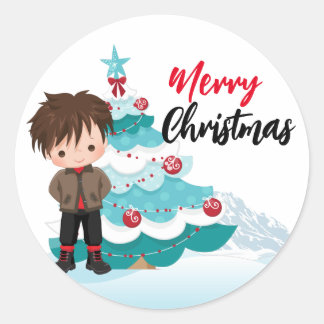 Vrolijk kerstfeest ronde sticker