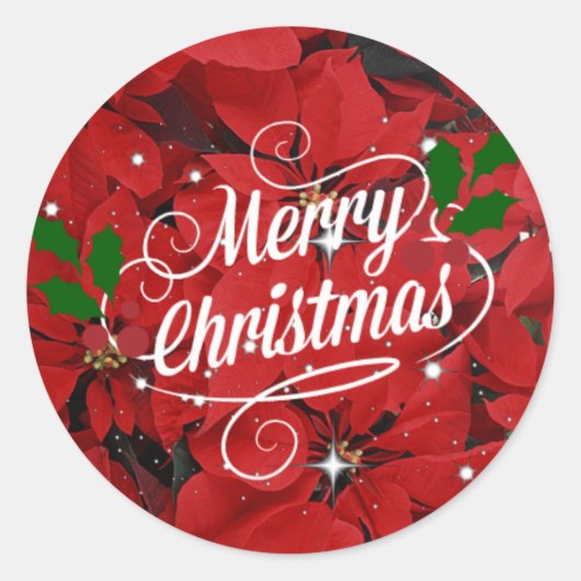 Vrolijk kerstfeest ronde sticker (Voorkant)