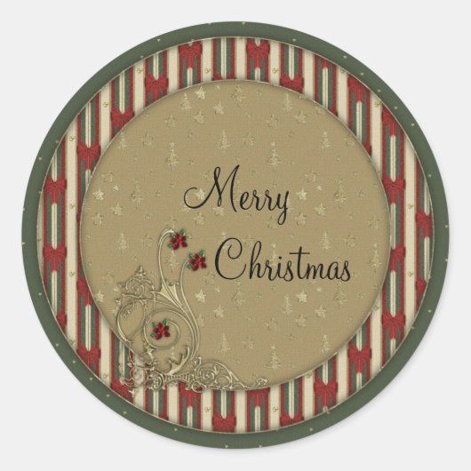Vrolijk kerstfeest ronde sticker (Voorkant)