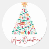 Vrolijk kerstfeest ronde sticker (Voorkant)