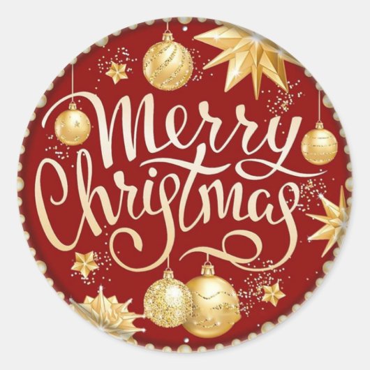 Vrolijk kerstfeest ronde sticker (Voorkant)
