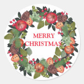 Vrolijk kerstfeest ronde sticker (Voorkant)