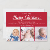 Vrolijk kerstfeest Rood Aankondiging van geboorte  (Voorkant)
