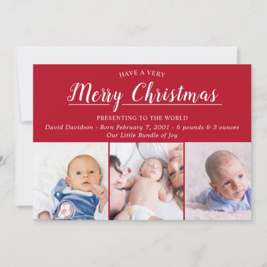 Vrolijk kerstfeest Rood Aankondiging van geboorte  (Voorkant)