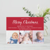 Vrolijk kerstfeest Rood Aankondiging van geboorte  (Staand voorkant)