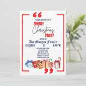 Vrolijk kerstfeest, rood blauw wit kerstfeest kaart (Staand voorkant)