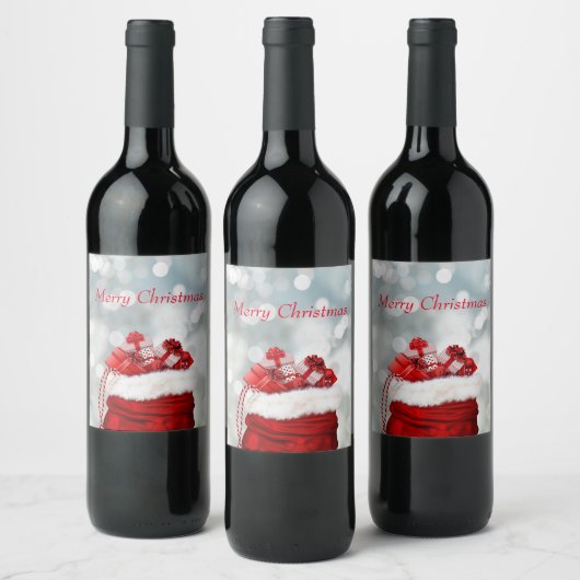 Vrolijk kerstfeest, rood Cadeau Wijn Etiket (Flessen)