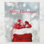 Vrolijk kerstfeest, rood Cadeau Wijn Etiket (Enkel label)