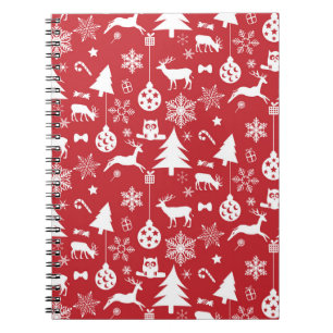 Vrolijk kerstfeest: rood Collectie Notitieboek