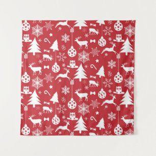 Vrolijk kerstfeest: rood Collectie Wandkleed