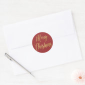 Vrolijk kerstfeest, rood Eenvoudig legant Ronde Sticker (Envelop)